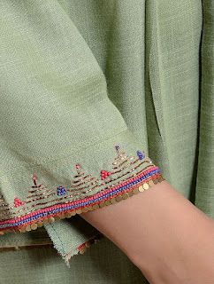 Sewing Sleeves, Hand Embroidery Dress, Blouse Embroidery, Embroidery On Kurtis, Kurti Embroidery Design, Hand Embroidery Videos, Salwar Kamiz, Handmade Embroidery Designs, Hand Work Embroidery