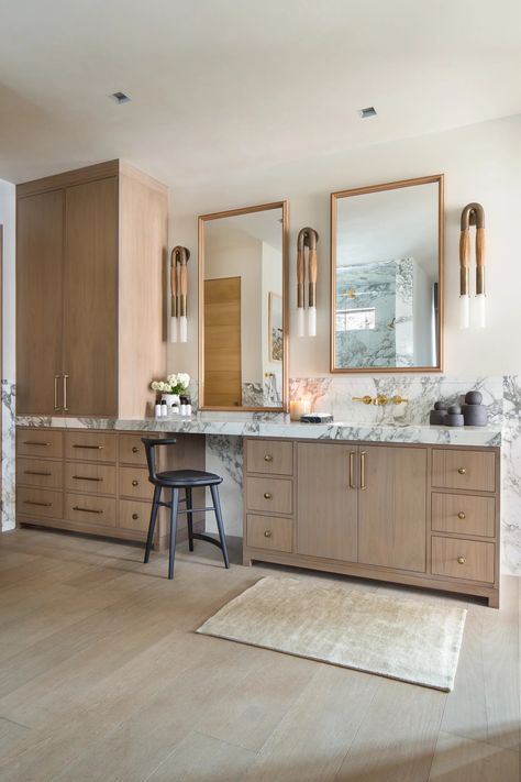 Unlaquered Brass, Hair Wall, Brooke Wagner Design, Brooke Wagner, Walnut Mirror, New House Bathroom, Primary Bath, Primary Bathroom, Home Garden Design