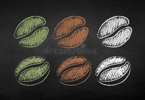 Vector Chalk Drawn Set Of One Coffee Beans Stock Vector - Illustration of coffee, chalk: 153651301 Coffee Chalk Art, Chalk Art Coffee, Coffee Chalkboard, Chalk Texture, Coffee Board, Colored Chalk, Coffee Drawing, Espresso Beans, Chalkboard Background