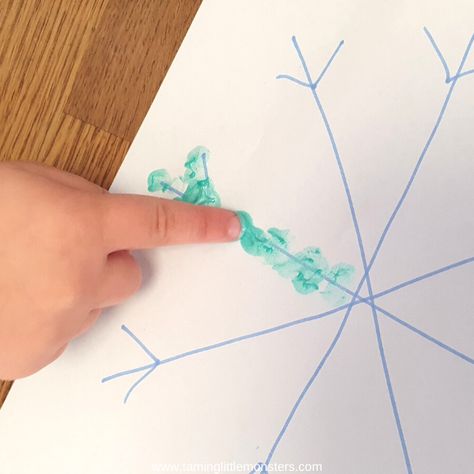 Snow Handprint Craft, Snowflake Activities For Toddlers, Fingerprint Snowflakes, Preschool Snowflake Craft, Snowflakes For Kids, Activity For Babies, Painting Snowflakes, Printable Snowflake Template, Easy Art And Craft