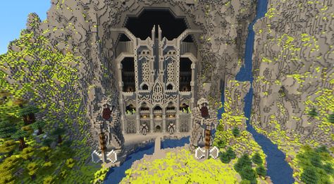 Gate of Erebor Minecraft Mountain Base, Mine Entrance, Villa Minecraft, Minecraft Mountain, Dwarven City, Construction Minecraft, Minecraft Kingdom, Mine Minecraft, Minecraft Seed