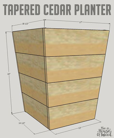 Learn how to build a DIY modern, tapered planter using inexpensive cedar fence pickets! Free design plans and step-by-step tutorial by Jen Woodhouse. Fence Around Pool, Diy Wooden Planters, Diy Wood Planters, Jen Woodhouse, Cedar Fence Pickets, Planter Box Plans, Outdoor Planter Boxes, Cedar Planter Box, Fence Pickets