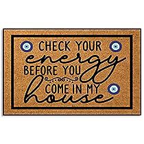 Check Your Energy, Door Mats Outdoor, Cute Door Mats, Family Houses, Funny Welcome Mat, Outdoor Entryway, Kitchen Goods, Front Door Mat, Kitchen Carpet