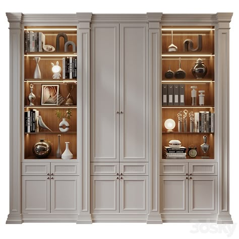 Furniture composition 692 - Wardrobe & Display cabinets - 3D model Cabinet Neo Classic, Classic Wardrobe Furniture, Bedroom Display Cabinet, Cnc Cabinet, Classic Shelves, Display Cabinet Modern, Cabinet Classic, Display Cabinet Design, Wardrobe Display