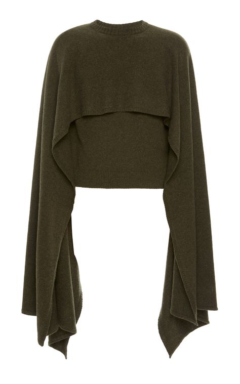 Cashmere Cape Crew by DEVEAUX for Preorder on Moda Operandi Green Cape, Wardrobe Upgrade, Cashmere Cape, Gacha Outfit, Cape Sweater, Cashmere Poncho, Brand Book, Poncho Cape, Sewing Clothes