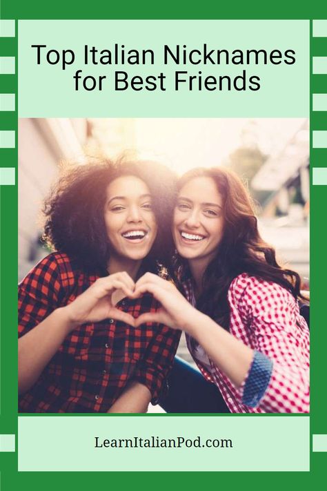 Discover the world of Italian friendships in the most heartwarming way! Let's unveil the top Italian nicknames for best friends that are guaranteed to add a touch of love and connection to your everyday conversations. So, buckle up and get ready to level up your friendship game! Italian Nicknames, Nicknames For Best Friends, Nicknames For Bestfriends, Words For Best Friend, Friendship Games, Cute Nicknames, Italian Lifestyle, Terms Of Endearment, Italian Traditions