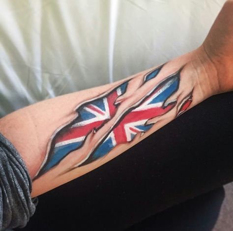 British Flag tattoo British Flag Tattoo, Union Jack Tattoo, England Tattoo, British Tattoo, Steel Drawing, Jack Tattoo, Patriotic Tattoos, History Tattoos, Flag Tattoo