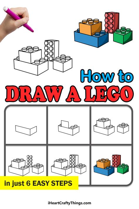 Lego Doodle Drawing, Lego Drawing Ideas, Lego Drawing Easy, Lego Art Drawing, Lego Doodle, Lego Step By Step, Lego Sketch, Lego Drawing, Beginner Drawing Lessons