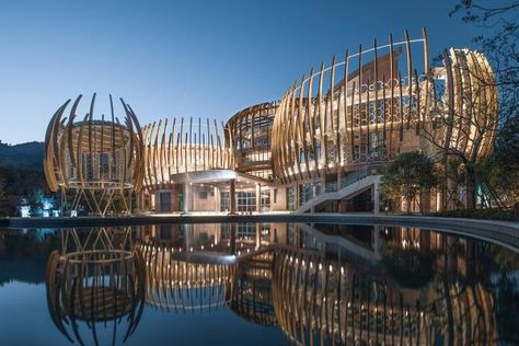 Architecture Community, Resort Architecture, Bamboo Architecture, World Architecture, Organic Structure, Resort Design, Organic Architecture, Green Roof, Hotel Design