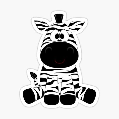 Art Of Zoo, Zebra Cartoon, Band Stickers, Baby Zebra, Zebra Design, Cute Funny Cartoons, Cartoon Stickers, Zoo Animals, Funny Cartoon