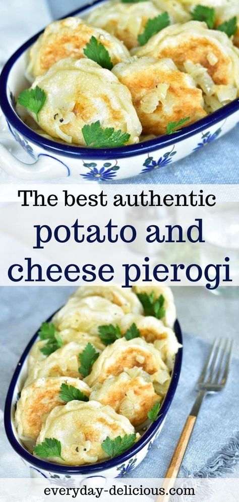 The best authentic potato and cheese pierogi (pierogi ruskie). These Polish dumplings are packed with flavor and melt-in-your-mouth tender. #pierogi #Polish #potatoandcheesepierogi #pierogies Potato And Cheese Pierogi Recipe, Potato And Cheese Pierogi, Pierogies Homemade, Cheese Pierogi Recipe, Pierogi Filling, Polish Dumplings, Perogies Recipe, Pierogi Recipe, Eastern European Recipes