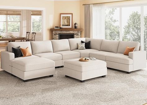 U Shape Sectional, Comfortable Sectional Sofa, Sectional Sofa Beige, Sectional Sofa With Storage, Living Room Beige, Couch With Storage, Comfortable Sectional, U Shaped Sectional Sofa, Sectional Couches