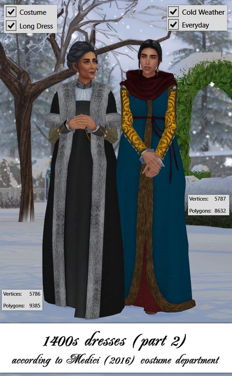 Renaissance dresses. Part II - Create a Sim - The Sims 4 - CurseForge Bg3 Sims 4 Cc, Sims 4 Russian Cc, Sims 4 Tudor Cc, Sims 4 Game Of Thrones Cc, 1400s Dresses, Medieval Sims 4, Sims 4 Medieval Cc, Sims Historical, Ts4 Medieval