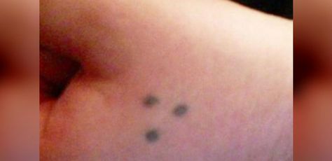 Tattoo made up of three dots. Three Dots Tattoo Meaning, Three Dots Tattoo, Prison Tattoo Meanings, Dot Tattoo Meaning, 3 Dot Tattoo, On Hand Tattoo, Dots Tattoo, Triangle Tattoo Meaning, Teardrop Tattoo