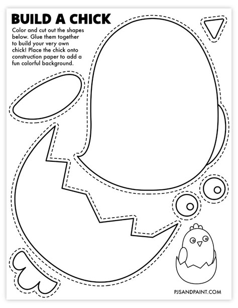 build a chick craft Free Printable Crafts For Kids, Printable Crafts For Kids, Chick Craft, Scissors Skills, Flowers Paper Craft, Elf Crafts, Unicorn Craft, Scarecrow Crafts, Pencil Crafts