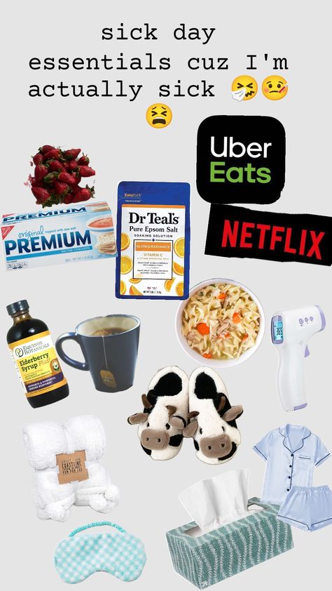 sick day essentials 😄💖 Sick Day Tips, Sick Day Essentials, Netflix Premium, Sick Day, Immune Response, No Response, Pure Products, Quick Saves