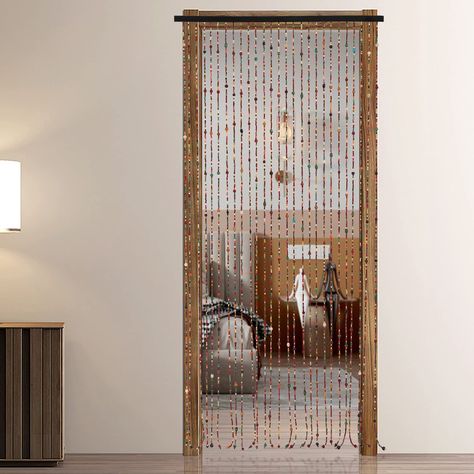 PRICES MAY VARY. 【High-quality Materials】This wood bead curtain is made of high-quality bamboo wood, while the support rod is made of high-quality wood, which is very strong and durable. 【Easy to Install】The wooden bead curtain has two hooks on the support rod for easy installation. You just need to hang it on the nail on the door frame, which is very convenient. 【Breathable Spacer】Hanging the beaded curtain on the door creates a protective barrier of privacy while ensuring air circulation. It i Beaded Curtains Doorway, Curtains Colorful, Hanging Room Divider, Rainbow Hanging, Beaded Door Curtains, Bamboo Beaded Curtains, Curtain Door, Door Beads, Hanging Room Dividers