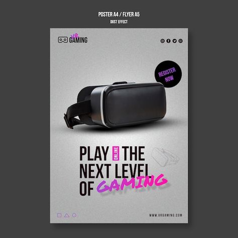 Virtual reality gaming poster template | Free Psd #Freepik #freepsd #flyer #poster #technology #digital Vr Poster Design, Virtual Reality Poster, Poster Technology, Virtual Reality Design, Gaming Lounge, Gaming Poster, Fire Horse, Poster Template Free, Gaming Posters