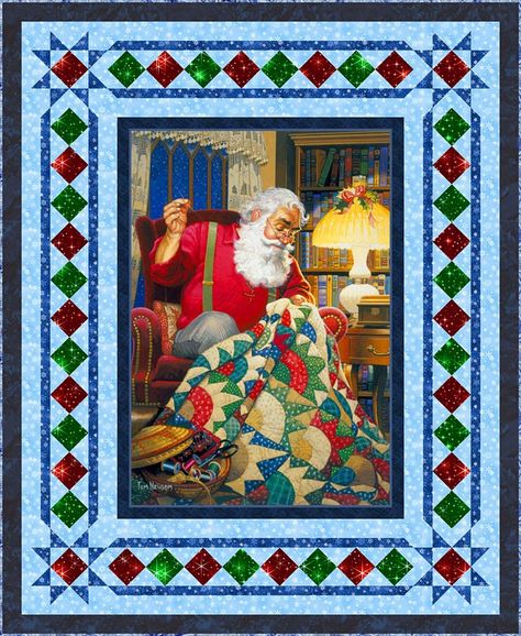 Your Free Quilt Pattern – Quilting Santa | eQuilter Blog Quilt Panel Ideas, Free Quilt Patterns Printables, Santa Quilt, Wildlife Quilts, Christmas Quilt Blocks, Panel Quilt Patterns, Panel Ideas, Fabric Panel Quilts, Christmas Quilt Patterns