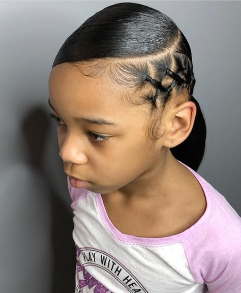 Image may contain: 1 person, closeup Band Hairstyles, Lil Girl Hairstyles, Cute Ponytails, Hairstyles Natural, Girls Natural Hairstyles, Braided Ponytail Hairstyles, School Hairstyles