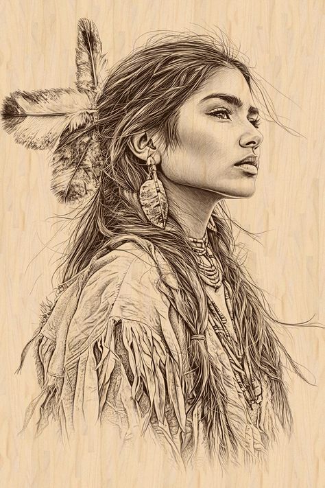 American Indians Art, Native Side Profile, Anishinaabe Tattoo, Native American Woman Photography, American Indian Art Drawing, Rare 50p Coins Value, Native American Woman Art, Western Portrait, Native American Indian Art