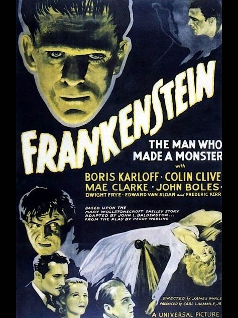 Frankenstein Film, Frankenstein 1931, Poster Club, Boris Karloff, Best Horror Movies, Classic Movie Posters, Sci Fi Horror, Girl Movies, Universal Monsters