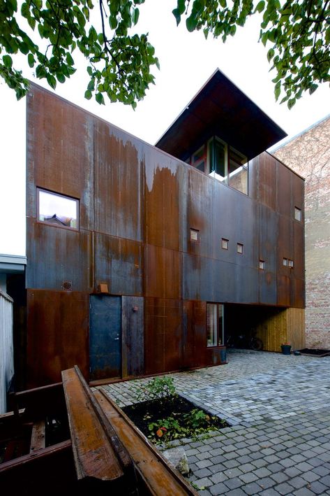 Norway House, Steel Architecture, Weathering Steel, Steel Panels, Steel House, Corten Steel, Industrial House, Architecture Exterior, Facade Architecture