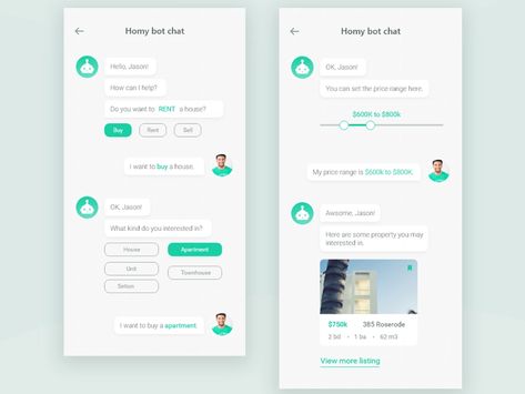 Using chat style to find the property you want seems pretty fun. It's so easy, right? Hope u like it. Pls press "L". :) Chatbot App, Chatbot Design, To Do App, Support Icon, Mobile App Design Inspiration, Game Ui Design, App Design Inspiration, Travel App, Ui Inspiration