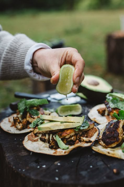 Roasted cauliflower & haloumi toastadas — Sarah Glover