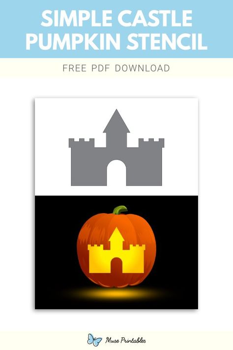 Free printable simple castle stencil for pumpkin carving. Download it at https://museprintables.com/download/pumpkin-stencil/simple-castle/ Castle Pumpkin Carving, Simple Castle, Stencil For Pumpkin Carving, Castle Pumpkin, Pumpkin Carving Stencil, Printable Pumpkin Stencils, Pumpkin Stencils Free, Halloween Pumpkin Carving Stencils, Thanksgiving Time