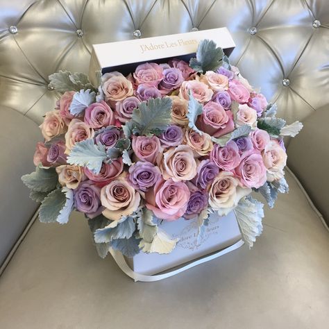 Valentine's Flowers, Box Roses, Dusty Miller, Valentines Flowers, Lavender Pink, Fresh Flowers Arrangements, Same Day Flower Delivery, Beautiful Flower Arrangements, Luxury Flowers