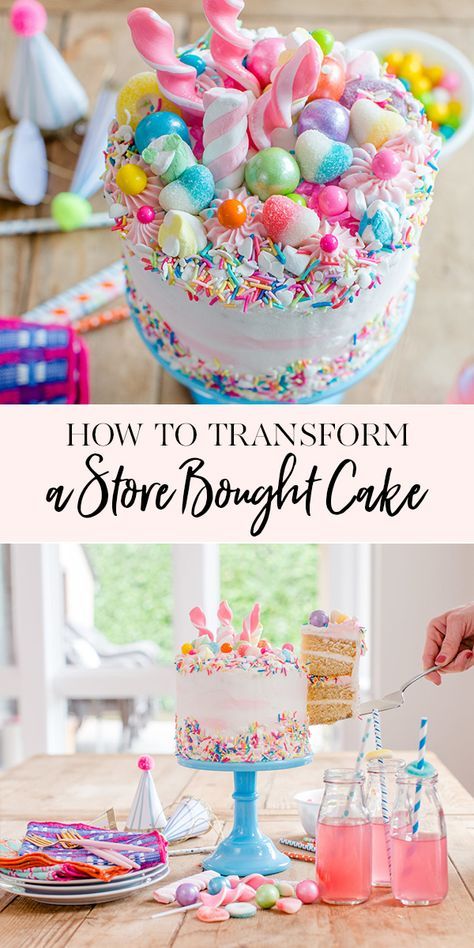 How to Transform a Store Bought Cake | For anyone who has ever wanted to decorate a cake but doesn’t have the experience, or maybe you have made cakes before but don’t have the time to bake the cake? I’m sharing just how simple it is to take a store-bought cake and transform it into a work of art. || JennyCookies.com #cakes #cakedecorating #cakedecoratingtips Walmart Cakes, Mouse Cookies, Decorate A Cake, Jenny Cookies, Treat Table, Diy Birthday Cake, Quick Cake, Cake Hacks, Store Bought Cake