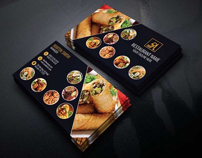 Restaurant Card Design, Namecard Design, Menu Design Layout, Restaurant Card, Catering Business Cards, Food Business Card, Restaurant Business Cards, Photobook Layout, Corporate Business Card Design