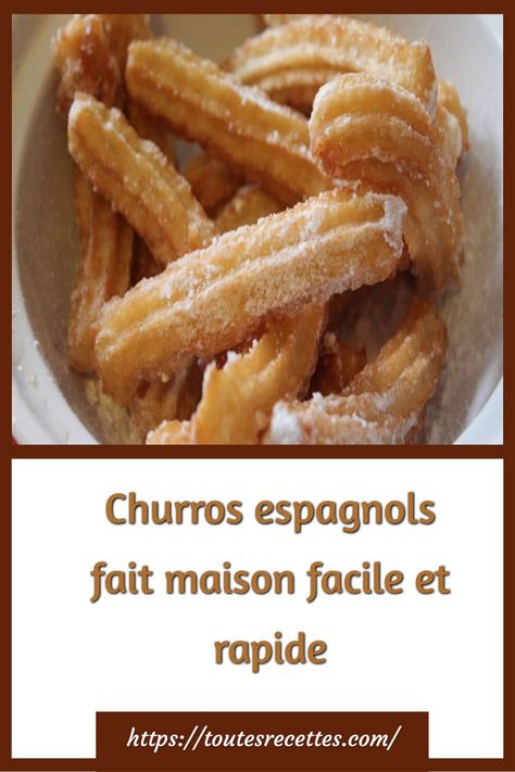 Churros espagnols fait maison facile et rapide | Toutes Recettes Churros Au Four, Best Churros Recipe, Homemade Churros Recipe, Homemade Churros, Chocolate Dipping Sauce, Churros Recipe, Blueberry Cookies, Desserts With Biscuits, Dessert Toppings