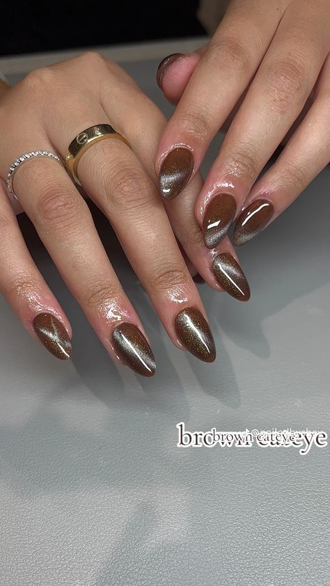 Brown Silver Nails, Brown And Silver Nails, Brown Nails, Silver Nails, Brown Silver, Acrylic Nails, Sparkle, Glitter, Nails