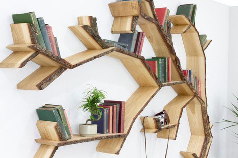 Creative Wooden Wall Shelves By BespOak Interiors Branch Shelf, Tree Shelves, Bookshelves Bedroom, Shelf Tree, Shelf Nursery, Tree Bookcase, Oak Branch, Bedroom Shelf, Oak Shelf