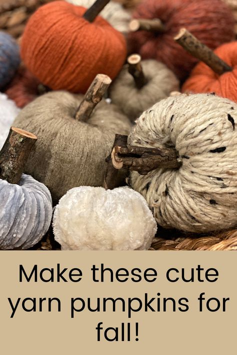 DIY Yarn Pumpkins - The Perfect Craft for Movie Night - Celebrate & Decorate Diy Yarn Pumpkins, Yarn Pumpkins, Cozy Fall Home, Craft Pumpkins, Dollar Tree Pumpkins, Pom Crafts, Fall Pumpkin Crafts, Diy Yarn, Fall Recipe