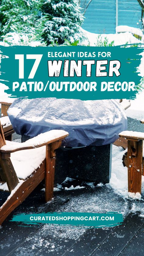 Get inspired by 17 outdoor winter decor ideas that will transform your patio into a cozy wonderland. From hanging lanterns to heated swing beds, these ideas are perfect for creating a welcoming space even in the coldest months. Elevate your outdoor area with beautiful seasonal touches like faux fur throws & rustic elements that bring warmth to your winter patio. Winter patio decor, winter patio ideas, seasonal winter decor, winter porch ideas, outdoor winter accessories, cozy patio designs. Winter Wonderland Porch Ideas, Porch Enclosure Ideas For Winter, Winter Wonderland Outdoor Decorations, Winter Patio Ideas, Outdoor Winter Decorations, Winter Porch Ideas, Winter Patio, Outdoor Winter Decor, Winter Front Porch Ideas