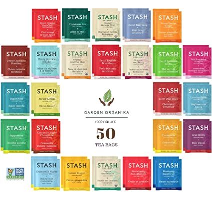 Stash Herbal and Decaf Tea Bags Sampler Set - 50 Count, 25 Flavors - Caffeine Free - Variety Pack Gift - /w Cotton Bag Celestial Seasonings Tea, African Herbs, Decaf Tea, Stash Tea, Tea Varieties, Organic Herbal Tea, Tea Sampler, Chocolate Delight, Cotton Pouch