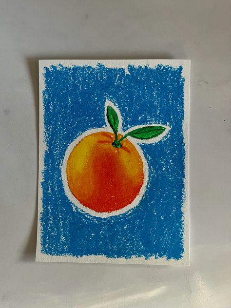 Contrasts In Art, Simple Pastel Drawing, Pentel Oil Pastels Art, Oil Pastel Fruit Drawings, Oil Pastel Orange, Cute Oil Pastel Drawings Easy, Beginner Oil Pastel, Oil Pastel Simple, Pastel Crayon Art