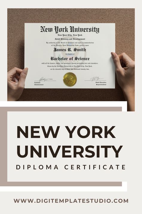 Print it on premium-quality paper, frame it in a stylish frame, and proudly display it in your home or office as a symbol of your educational journey and success. It's also the perfect gift for GED graduates, offering a meaningful keepsake that commemorates their hard work and perseverance. Homeschool Diploma, Diploma Certificate, New York University, Student Achievement, University Diploma, York University, Bachelor Of Science, Paper Frame, Adult Education