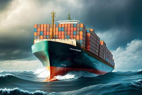 Photo fully containerladen cargo ship sa... | Premium Photo #Freepik #photo #cargo-ship #logistics-export #cargo-shipping #export Cargo Ship Illustration, Ship Sails, Cargo Ships, Sea Captain, Cargo Ship, Photo Montage, Sea Transportation, Cargo Shipping, Paintings Art