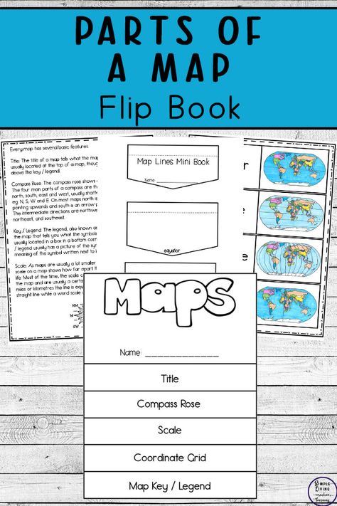 Learning many of the different parts of a map is so much fun with these parts of a map flip book and map lines mini book. Teaching Map Skills 3rd Grade, 3rd Grade Map Activities, 3rd Grade Map Skills, Map Skills 3rd Grade, Me On A Map, Making A Map, Teaching Map Skills, Homeschool Tools, Social Studies Maps