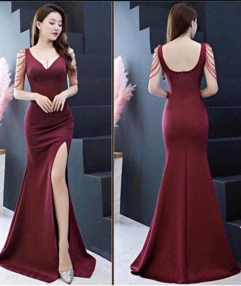 Indian Evening Gown, Frocks For Women Party, Frocks For Women, Sketches Design, Elegant Red Dress, Simple Wedding Gowns, Trendy Prom Dresses, Inspiration From Nature, High Low Prom Dresses