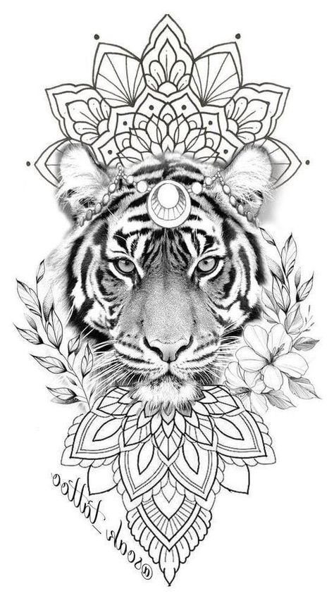 Mandela Tattoo, Geometric Tattoo Sleeve Designs, Big Cat Tattoo, Buddha Tattoo Design, Lion Head Tattoos, Tiger Tattoo Design, Lion Tattoo Design, Tattoo Stencil Outline, Mandala Tattoo Design