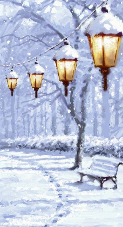 Lantern Painting, Painting Snow, Winter Painting, Christmas Scrapbook, Snowy Day, Christmas Window, Winter Wonder, Winter Art, Beautiful Scenery Nature