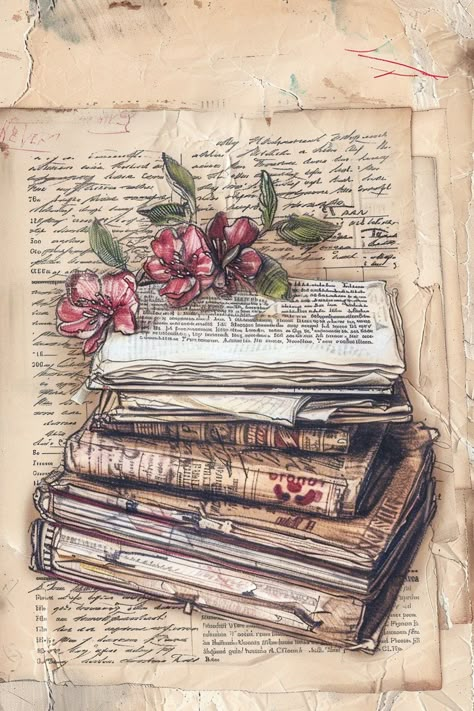 Vintage books, letters and newspapers.  This is a digital download. Collage Wall Prints Aesthetic Vintage Beige, Aesthetic Things For Journal, Vintage Make Up Product, Digital Journaling Aesthetic, Ripped Book Pages Aesthetic, Wallpaper With Books, Drawings In Books, Vintage Book Pages Aesthetic, Vintage Pictures Printable