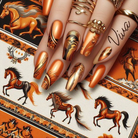 #nails   #elegant    #orange   #gold   #summer  #viva Orange And Gold Nails, Fall Acrylic, Nails Elegant, Gold Nail Art, Trendy Nail Art Designs, Stylish Nails Designs, Gold Nail, Fall Acrylic Nails, Orange And Gold