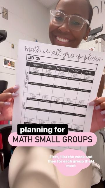 Keanna Funderburk Ecker on Instagram: "Teaching math small groups is my favorite part of each school day, so I make an effort to make sure it’s impactful and meaningful each time I meet with students. My math small group planner allows me to do just that! I like to have a weekly view so that I can keep this in my small group binder with my resources and be able to quickly see what students to need to pull and standards/activity I need to grab. It also allows me to be intentional about what I d Small Group Schedule Template, Small Group Organization, Reading Intervention Classroom, Math Small Groups, Intervention Classroom, Small Group Math, Intervention Specialist, Groups Poster, Small Group Activities