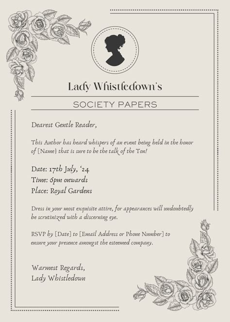 Bridgerton Themed Invitation, Bridgeton Invitation, Lady Whistledown Wedding Invitation, Lady Whistledown Invitation, Bridal Shower Bridgerton, Bridgeton Party Ideas, Bridgerton Wedding Shower Theme, Diamond Of The Season Bridgerton Party, Bridgerton Invitation Ideas